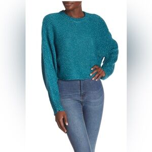 Cotton:On Teal Chunky Knit Sweater Slouchy Long Sleeve Pullover size XS
